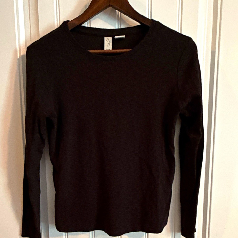 Joie Women's Black Crew Neck Long Sleeve Knit Top Modal Pima Cotton L